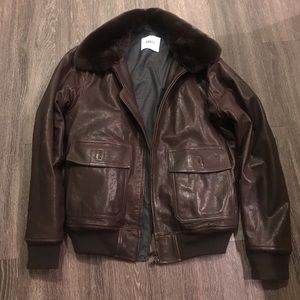 Bomber Flight Jacket Real Fur Collar